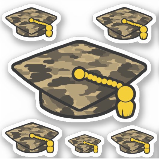 Sticker Graduation Cap Khaki Camo (Devant)