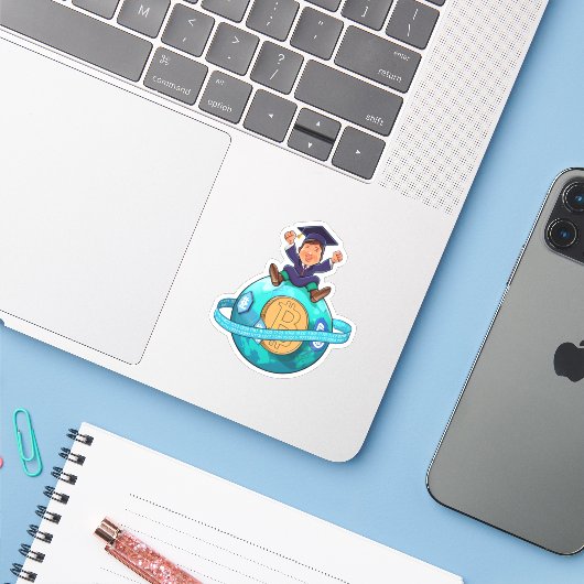 Sticker Graduation en cristaux (Ordinateur portable avec iPhone)