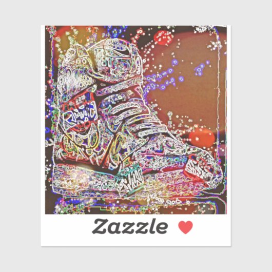 Sticker Graffiti coloré tendance Basket (Feuille)