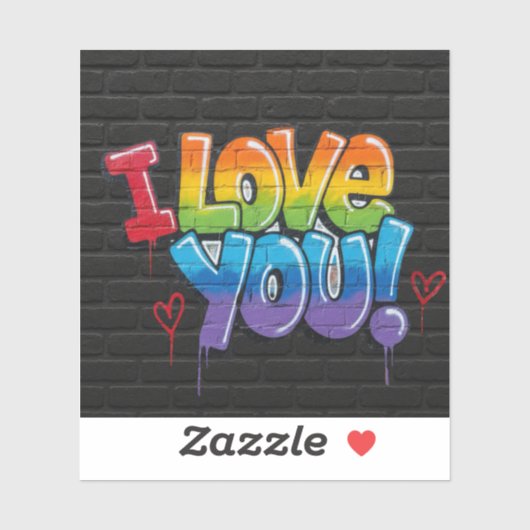 Sticker Graffiti de brique noire Je t'aime (Feuille)