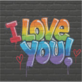 Sticker Graffiti de brique noire Je t'aime (Devant)