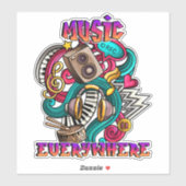 Sticker Graffiti de musique partout Art pour les mélomanes (Feuille)