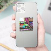 Sticker Graffiti de Van et de Vélo Abandonné Art urbain (Téléphone)