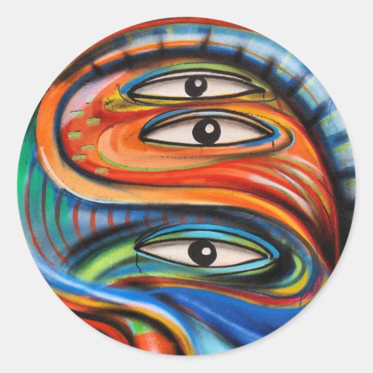 Sticker: Graffiti Eyes Ronde Sticker (Voorkant)