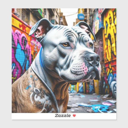 Sticker Graffiti Street Art Pitbull (Feuille)