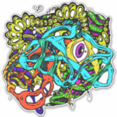 Sticker Graffiti Street Art Visite Abstraite de l'esprit (Devant)