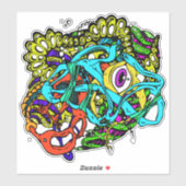 Sticker Graffiti Street Art Visite Abstraite de l'esprit (Feuille)