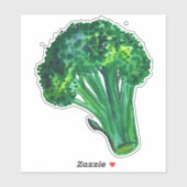 Sticker Grand Beau Brocoli Vert aquarelle Art (Feuille)