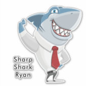 Sticker Grand Blanc Vêtements de bureau de requin Cartoon  (Devant)