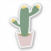Sticker Grand cactus en pot, cactus botaniques floraux ver (Devant)