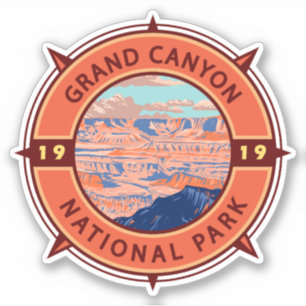 Sticker Grand Canyon Parc national Emblem Retro Compass