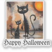 Sticker Grand Chat Petit Chat Halloween (Devant)