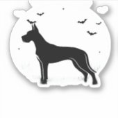Sticker Grand Chien Danois - Halloween Lune Silhouette Cla (Devant)