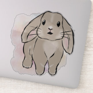 Sticker Grand lapin aquarelle