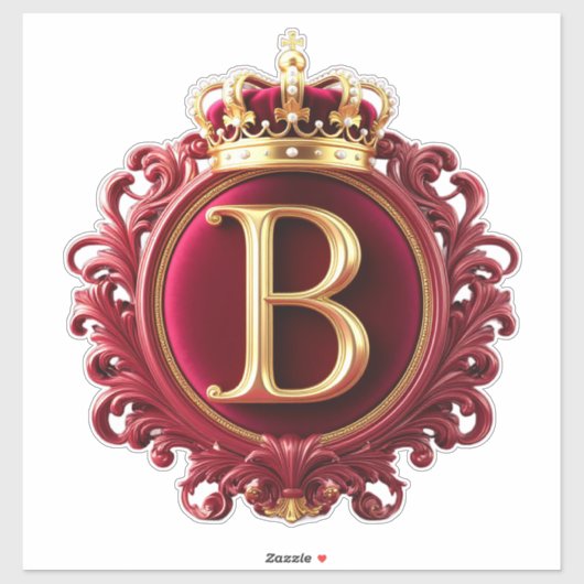 Sticker Grand monogramme B sur velours rouge (Feuille)