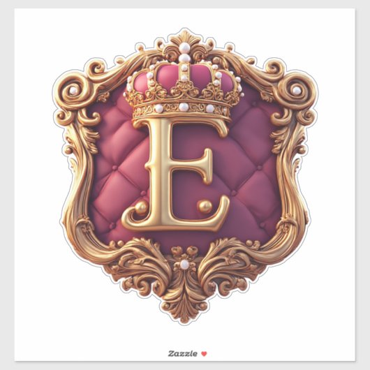 Sticker Grand monogramme E sur velours rouge (Feuille)