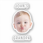 Sticker Grand-père Anniversaire, Bébé Visage Dady Cadeau,  (Devant)