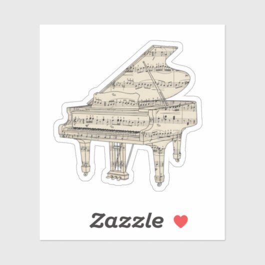 Sticker Grand Piano and Music Notes (Feuille)