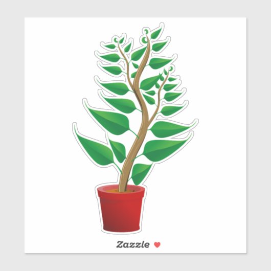 Sticker grand plante vert dans son pot (Feuille)