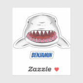 Sticker Grand requin blanc moyen dessin animé (Feuille)