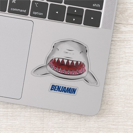 Sticker Grand requin blanc moyen dessin animé (Détail)