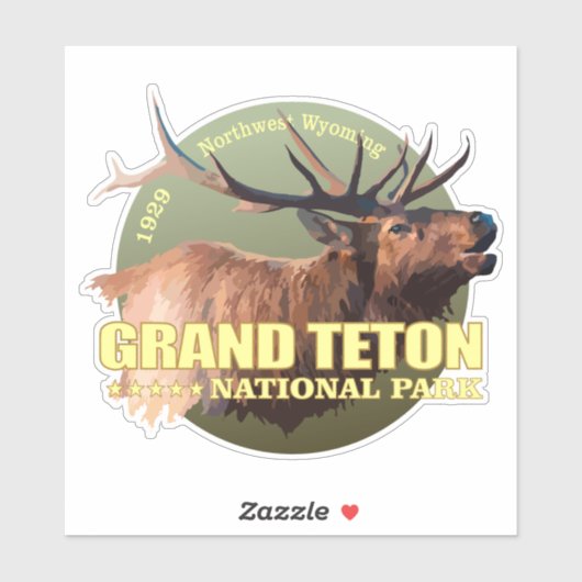 Sticker Grand Teton NP (wapiti) (Feuille)