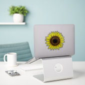 Sticker Grand tournesol jaune doré (Ordinateur portable sur le bureau)