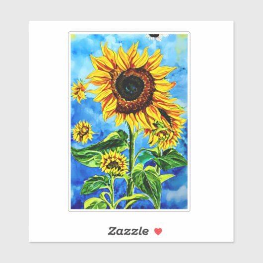 Sticker Grand tournesols aquarelle nature (Feuille)
