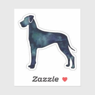 Sticker Grande Danse Chien noir Aquarelle Silhouette
