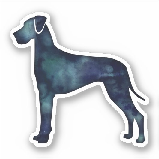 Sticker Grande Danse Chien noir Aquarelle Silhouette (Devant)