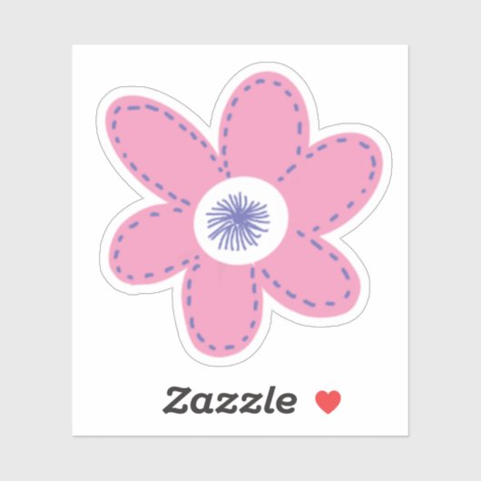 Sticker Grande Fleur blanche Retro Rose Periwinkkkt (Feuille)