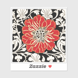 Sticker Grande Fleur Rouge Art Nouveau