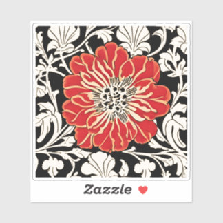 Sticker Grande Fleur Rouge Art Nouveau