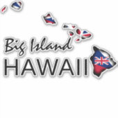 Sticker GRANDE ÎLE - HAWAII ÎLES HI Drapeau NOIR (Devant)