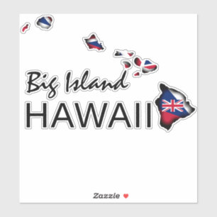 Sticker GRANDE ÎLE - HAWAII ÎLES HI Drapeau NOIR