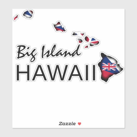 Sticker GRANDE ÎLE - HAWAII ÎLES HI Drapeau NOIR (Feuille)