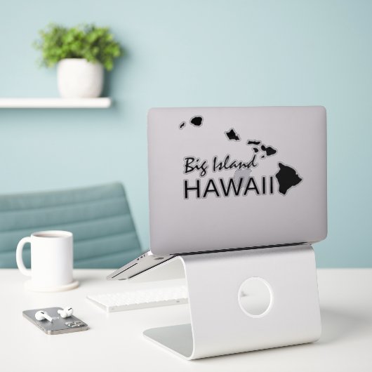 STICKER GRANDE ÎLE - ÎLES HAWAII (Ordinateur portable sur le bureau)
