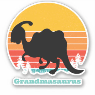 Sticker Grandmasaurus du coucher de soleil rétro