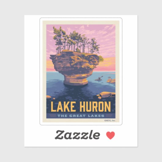 Sticker Grands Lacs | Lac Huron (Feuille)