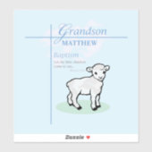 Sticker Grandson Baptême Blue Boy Lamb Personnalisé (Feuille)