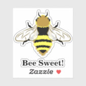 Sticker Graphique d'abeilles miel avec texte personnalisé (Feuille)