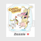 Sticker Graphique de rire de vache et de poulet (Feuille)