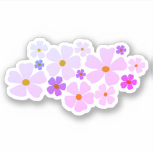 Sticker Graphique des fleurs roses et violettes électrique