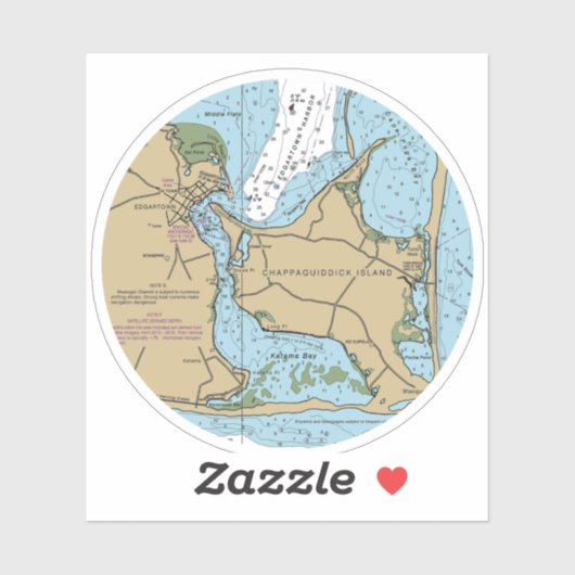 Sticker Graphique Marthas Vineyard et Chappaquiddick (Feuille)