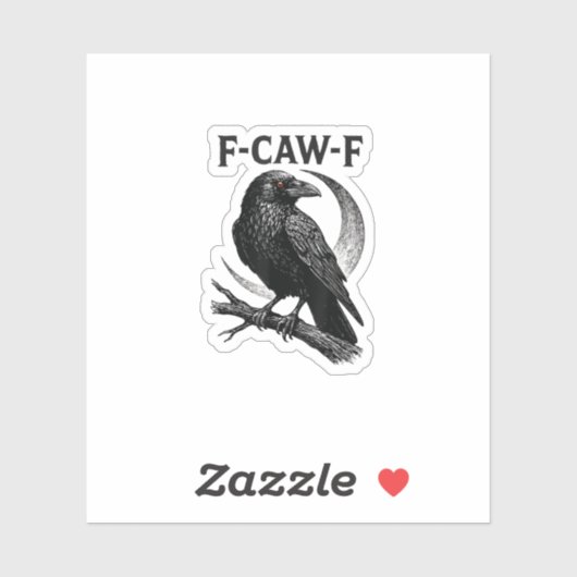 Sticker Graphique Rétro de Corbeau Drôle F-Caw-F (Feuille)