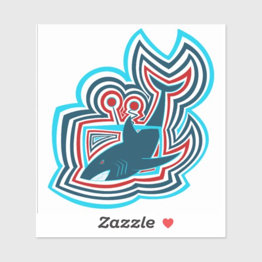 Sticker Graphiques de requin de télévision ondulés (Feuille)