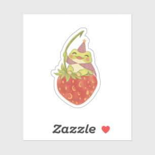 Sticker Graphisme cottagecore de grenouille assise sur une