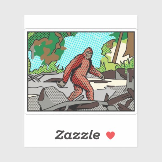 Sticker Graphisme de bande dessinée de forêt de Sasquatch  (Feuille)