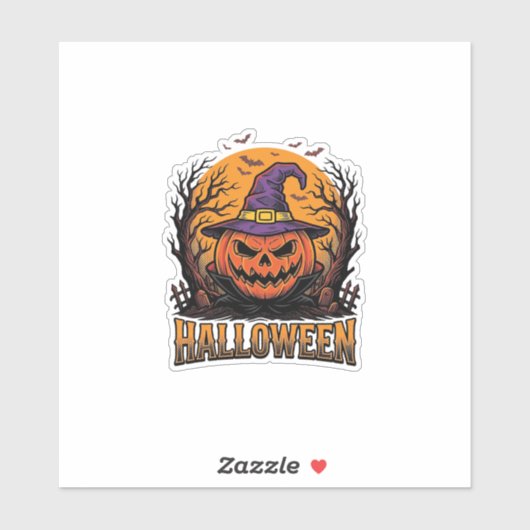 Sticker Graphisme de chapeau de sorcière de citrouille Hal (Feuille)