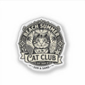 Sticker Graphisme de chat drôle d'été de plage - Été de pl (Devant)